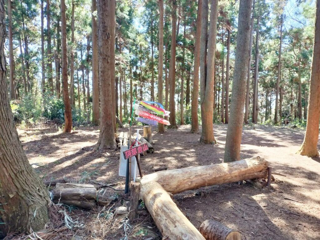 阿部倉山には整備いただいた座りやすい丸太があります。